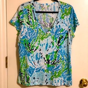 Lilly Pulitzer Let’s Cha Cha Michele V-Neck Top Size XL